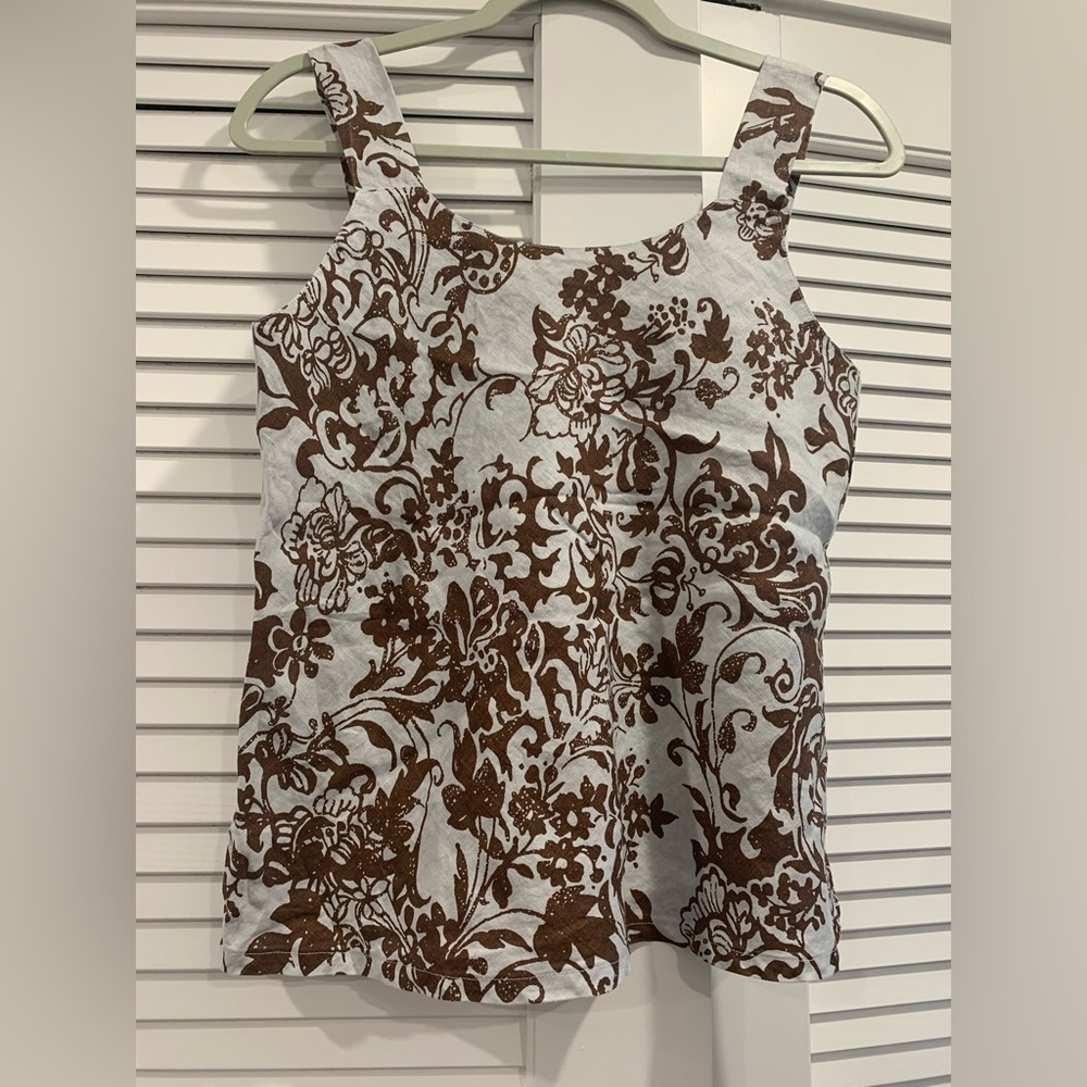 Habitat clothes to live in linen top 90’s‎ resort wear artsy casual Size small
